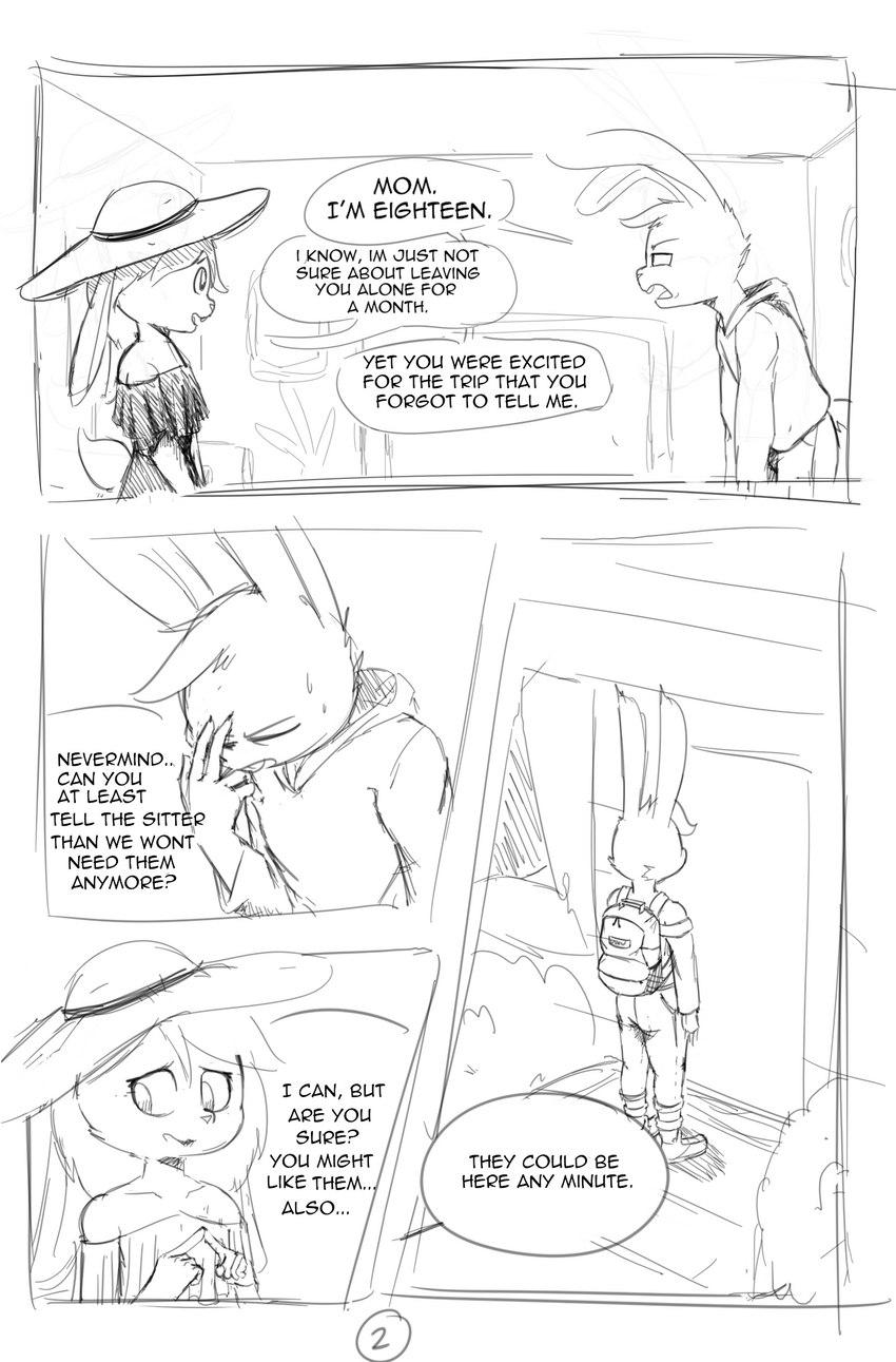 annoyed anthro backpack bodily_fluids buckteeth claws clothing dialogue dress electronics female finger_claws footwear furniture hat headgear headwear hoodie male nervous plant shoes sofa sun_hat sundress sweat teeth television text topwear tuft window agidyne rose_(agidyne) stephen's_mom_(agidyne) stephen_(agidyne) lagomorph mammal comic english_text hi_res monochrome cousins_(lore) mother_(lore) mother_and_child_(lore) mother_and_son_(lore) parent_(lore) parent_and_child_(lore) parent_and_son_(lore) son_(lore)