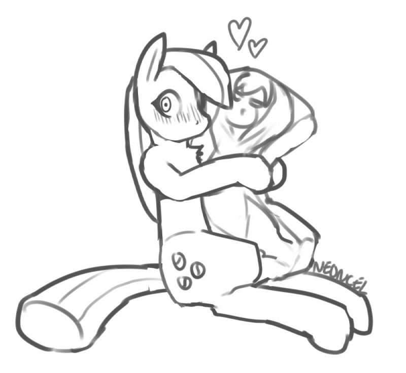 blush body_pillow female feral heart_symbol pillow sitting solo neoncel friendship_is_magic hasbro my_little_pony marble_pie_(mlp) monochrome sketch