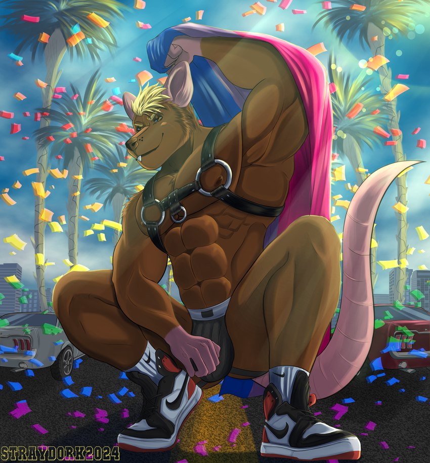 abs anthro arnes barazoku biped bisexual_pride_colors bulge car clothing detailed_background flag flag_(object) footwear jockstrap lgbt_pride male male_anthro muscular muscular_anthro muscular_male nipples pecs plantigrade pride_color_flag pride_colors rainbow_pride_colors shoes six-stripe_rainbow_pride_colors underwear vehicle strayd0rk jordan_(brand) nike mammal murid murine rat rodent absurd_res hi_res