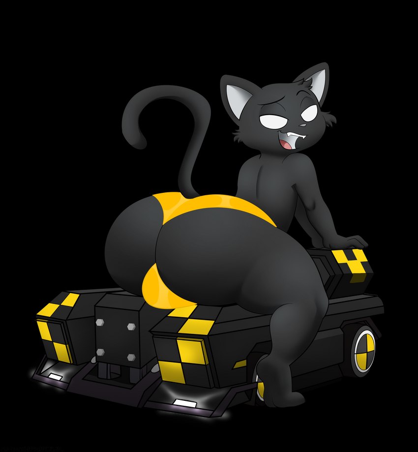 anthro big_butt black_body black_fur black_skin butt clothing empty_eyes fur gold_underwear looking_back male presenting presenting_hindquarters simple_background solo tight_underwear transparent_background underwear vehicle smushpretzel crazyracing_kartrider nexon wyler_(1033) domestic_cat felid feline felis mammal 2021 absurd_res alpha_channel hi_res