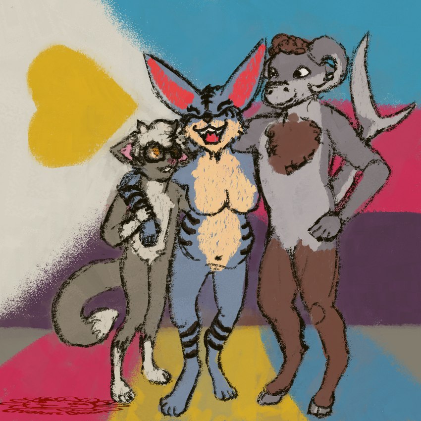 ambiguous_gender anthro biped eyewear flag front_view glasses group hooves horn lgbt_pride male pride_colors smile standing creature_bloom anchor_(creature_bloom) dasumyre kip_(creature_bloom) bovid canid canine canis caprine domestic_cat domestic_dog felid feline felis fennec_fox fish fox hybrid mammal marine pantherine shark sheep tiger true_fox 1:1