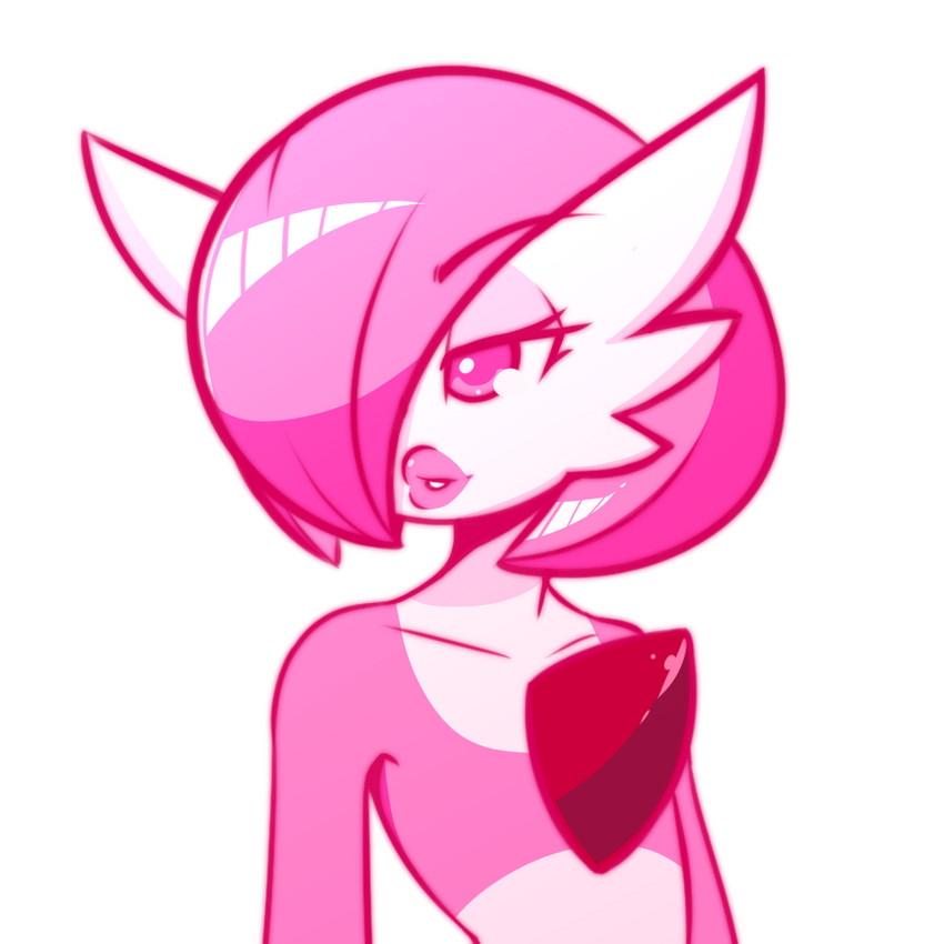 alternate_color ambiguous_gender femboy hair hair_over_eye lips lipstick makeup not_furry one_eye_obstructed pink_body pink_eyes pink_hair solo frowntown nintendo pokemon fan_character pink_(frowntown) gardevoir generation_3_pokemon pokemon_(species) 1:1