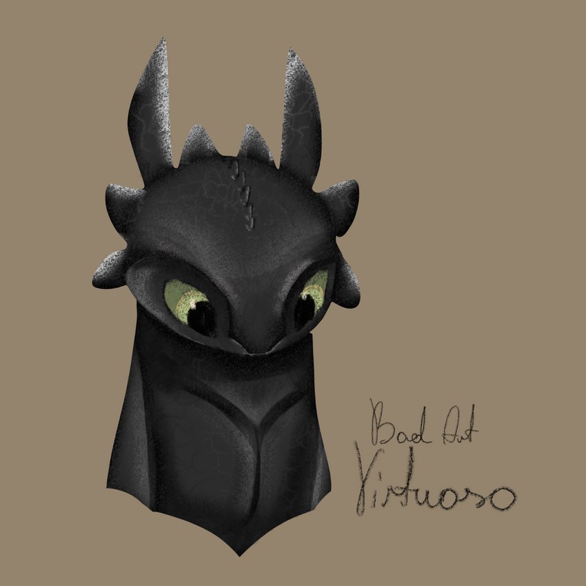 black_body feral green_eyes male scales simple_background solo badartvirtuoso dreamworks european_mythology how_to_train_your_dragon mythology toothless dragon fury_(httyd) mythological_creature mythological_scalie night_fury scalie western_dragon 1:1 hi_res