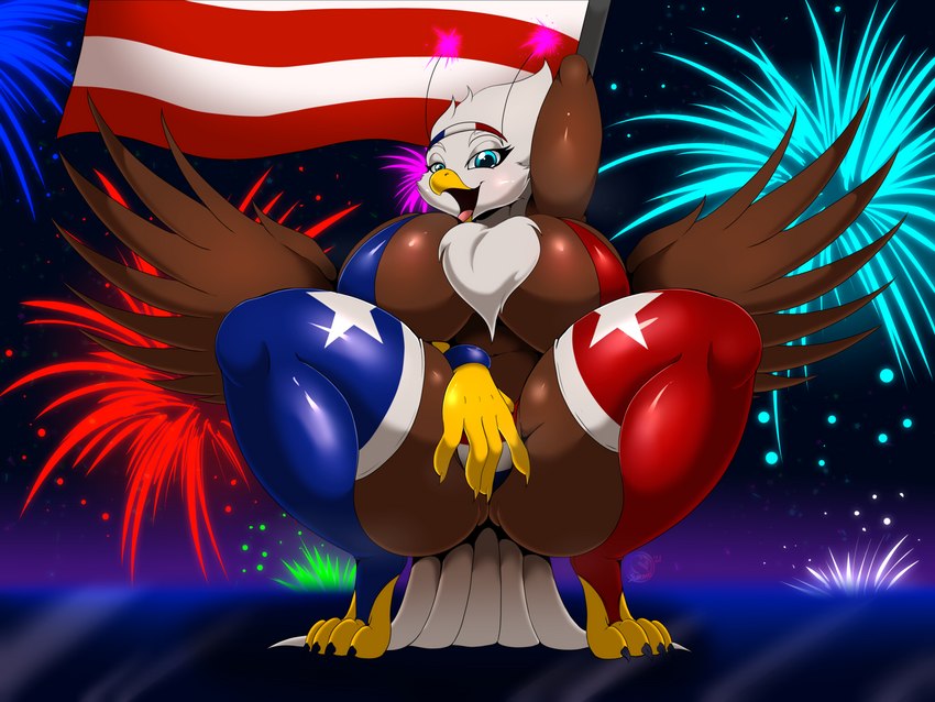 5_fingers accessory american_flag anthro avian_feet big_breasts bikini black_claws blue_bikini blue_clothing blue_eyes blue_headband blue_legwear blue_stockings blue_swimwear blue_thigh_highs bottomwear breasts brown_body brown_feathers brown_wings butt butt_from_the_front claws cleavage clothed clothing crouching curvy_figure feathered_wings feathers feet female finger_claws fingers fireworks flag flag_(object) flagpole fully_clothed headband headgear headwear holidays huge_breasts huge_hips huge_thighs legwear micro_bikini midriff multicolored_body multicolored_feathers non-mammal_breasts pattern_bikini pattern_clothing pattern_headgear pattern_headwear pattern_swimwear red_bikini red_clothing red_headband red_legwear red_stockings red_swimwear red_thigh_highs scutes skimpy skimpy_bikini solo star_polygon star_print stockings striped_bikini striped_clothing striped_headband striped_headgear striped_headwear striped_swimwear stripes swimwear tail tail_feathers talons thick_thighs thigh_highs toe_claws toes topwear two-piece_swimsuit two_tone_body two_tone_feathers united_states_of_america voluptuous white_bikini_bottom white_body white_feathers white_headband wide_hips winged_arms wings yellow_claws conditional_dnp suirano 4th_of_july american_eagle liberty_(suirano) accipitrid accipitriform avian bald_eagle bird eagle sea_eagle 2021 4:3 dated digital_media_(artwork) hi_res signature