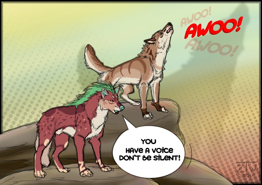 duo female feral howl male male/female onomatopoeia sound_effects speech_bubble text zhekathewolf canid canine canis mammal wolf 2024 english_text hi_res sketch