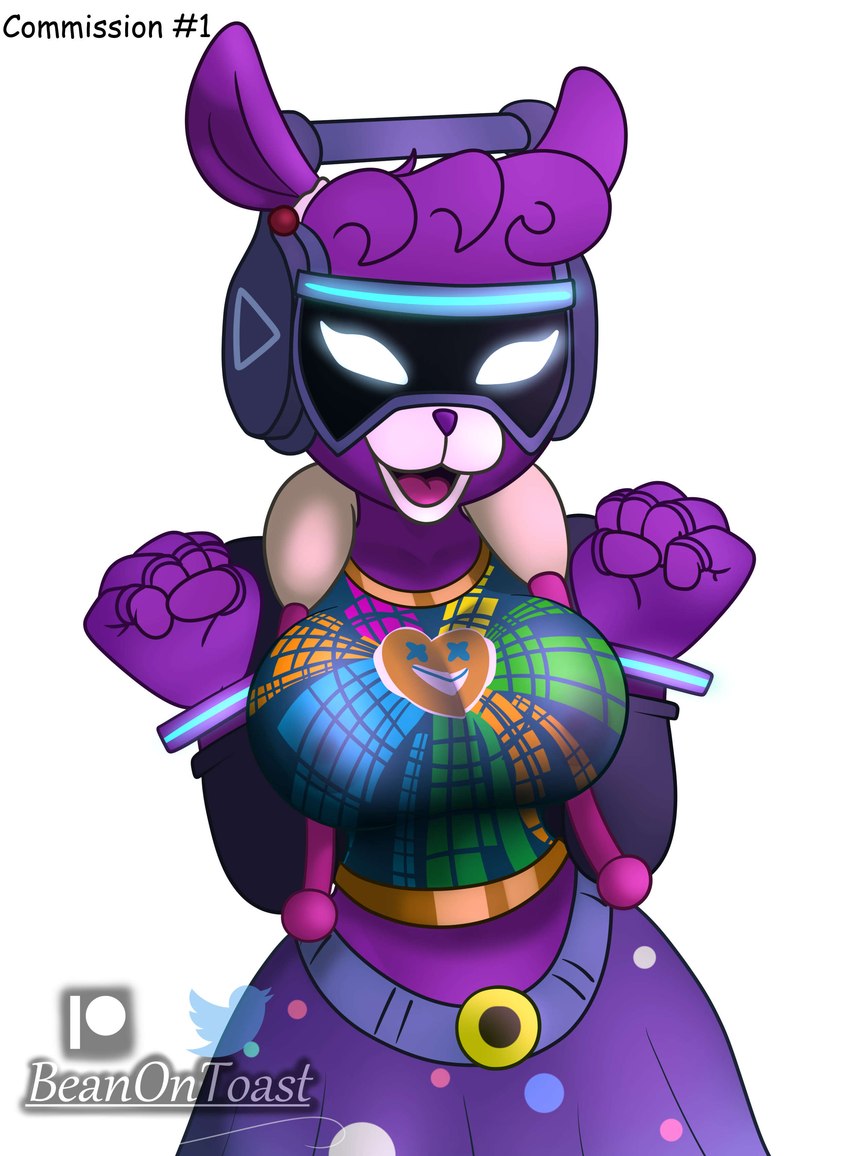 5_fingers anthro big_breasts bottomwear breasts clothing crop_top curvy_figure ear_piercing ear_ring electronics female fingers fur headphones jacket midriff multicolored_body multicolored_fur open_mouth open_smile patreon_logo piercing purple_body purple_fur ring_piercing shirt simple_background skirt small_waist smile solo topwear twitter_logo two_tone_body two_tone_fur voluptuous white_background white_body white_fur wide_hips beanontoast epic_games fortnite patreon twitter dj_bop alpaca camelid mammal 2023 absurd_res artist_name digital_drawing_(artwork) digital_media_(artwork) hi_res watermark