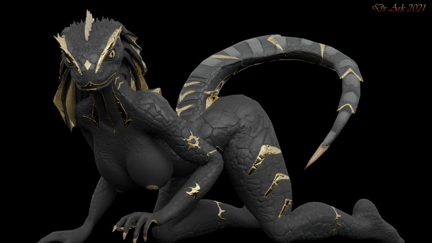 anthro black_body breasts fantasy female frilliks nipples non-mammal_breasts nude solo yellow_eyes doctor_ark everquest everquest_2 iksar lizard reptile scalie 16:9 3d_(artwork) digital_media_(artwork) widescreen