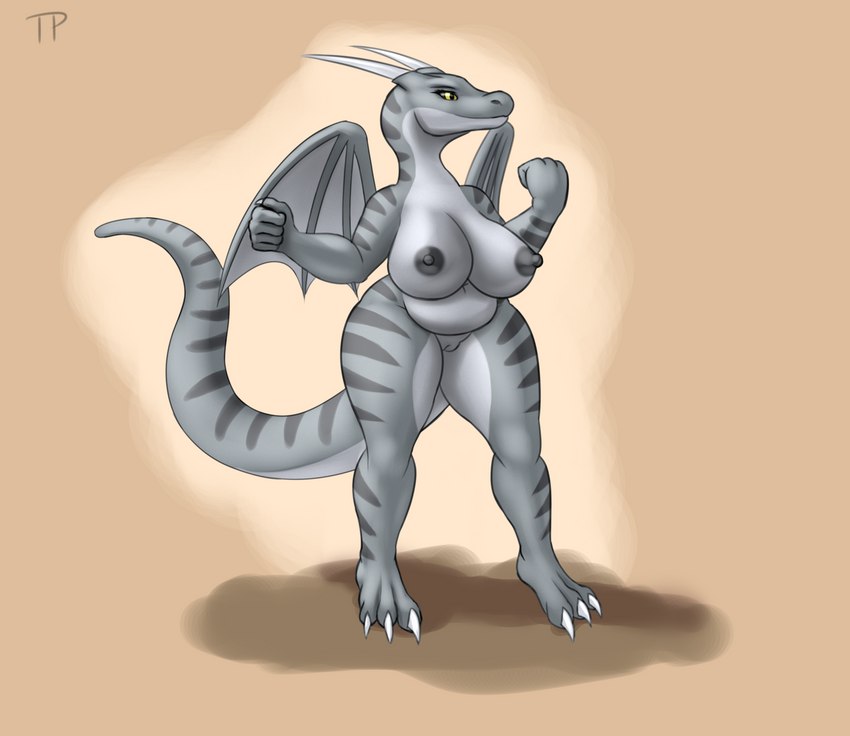 anthro areola big_breasts black_areola breasts female genitals horn huge_breasts nipples nude pussy slightly_chubby smile solo standing tail thick_thighs wide_hips testowepiwko mythology carnelia_(argentum48) dragon mythological_creature mythological_scalie scalie absurd_res hi_res