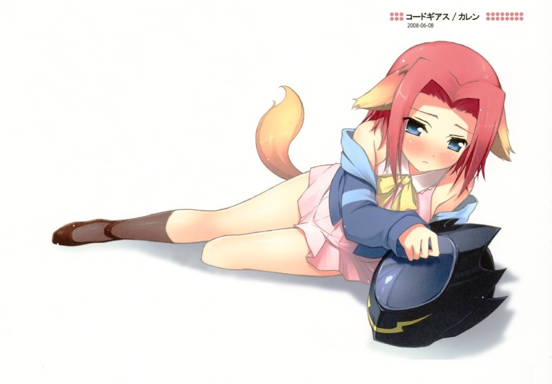 blush dog_tail female solo tail kantoku code_geass kallen_stadtfeld animal_humanoid canid canid_humanoid canine canine_humanoid canis dog_humanoid domestic_dog humanoid mammal mammal_humanoid hi_res