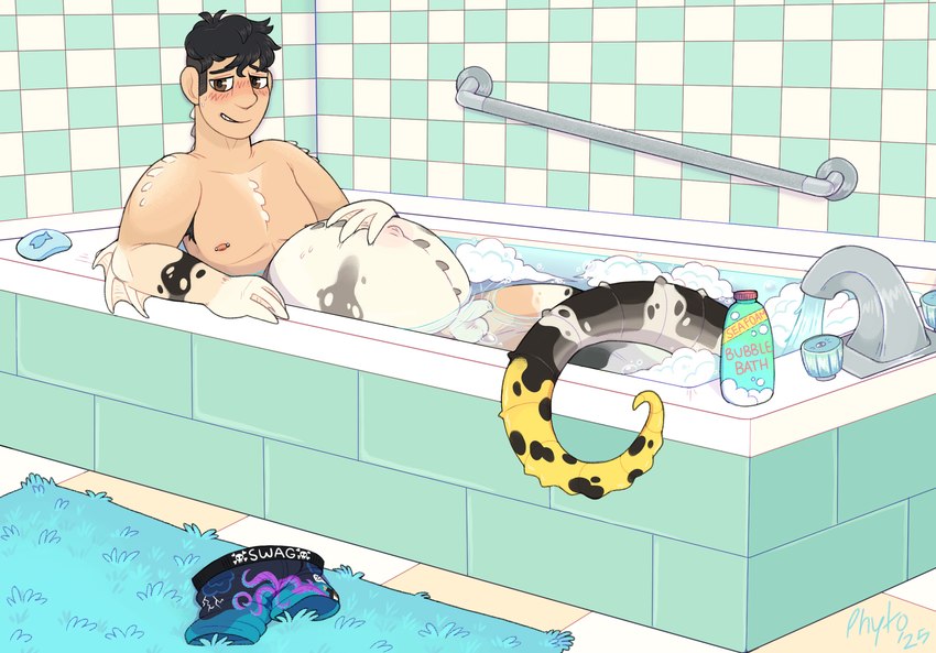 anthro bathtub belly big_belly feral male muscular pregnant pregnant_male solo transformation phytophile fish human mammal marine seahorse syngnathid syngnathiform hi_res