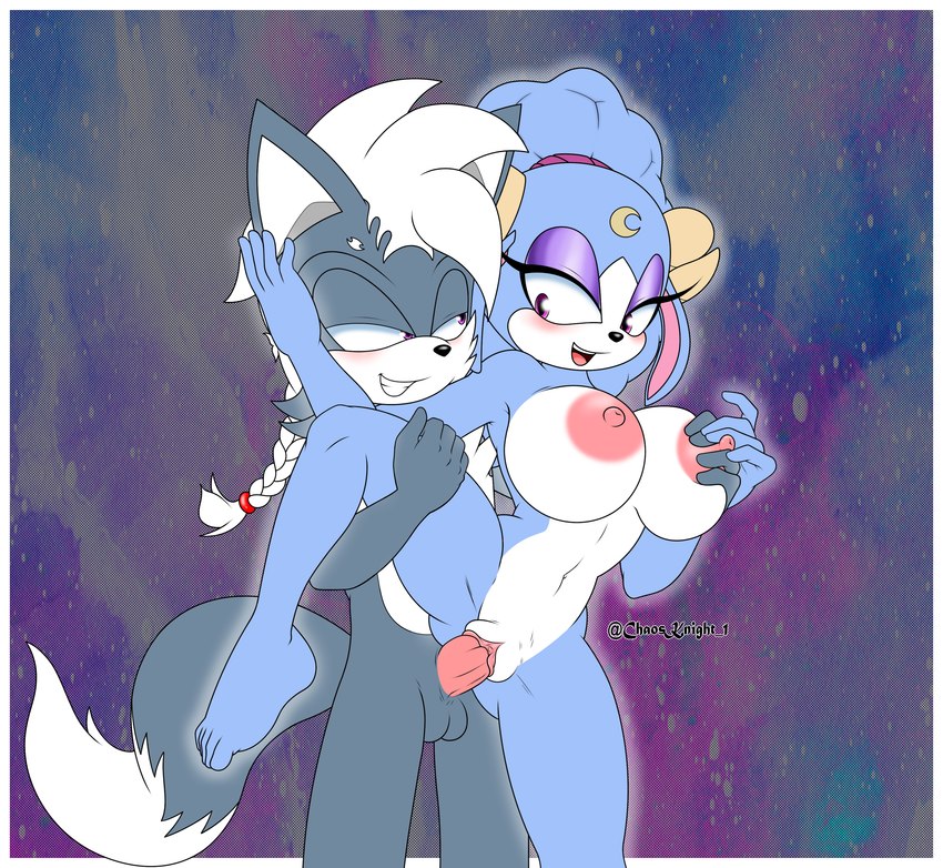 anthro bedroom_eyes breast_grab breasts female hand_on_breast horn male male/female multicolored_body narrowed_eyes nipples penetration pink_nipples purple_eyes seductive sex vaginal vaginal_penetration the_knight sega sonic_dream_team sonic_the_hedgehog_(series) ariem_(sonic) tk_the_wolf bovid bovine canid canine canis caprine mammal sheep wolf 2023 absurd_res artist_name hi_res