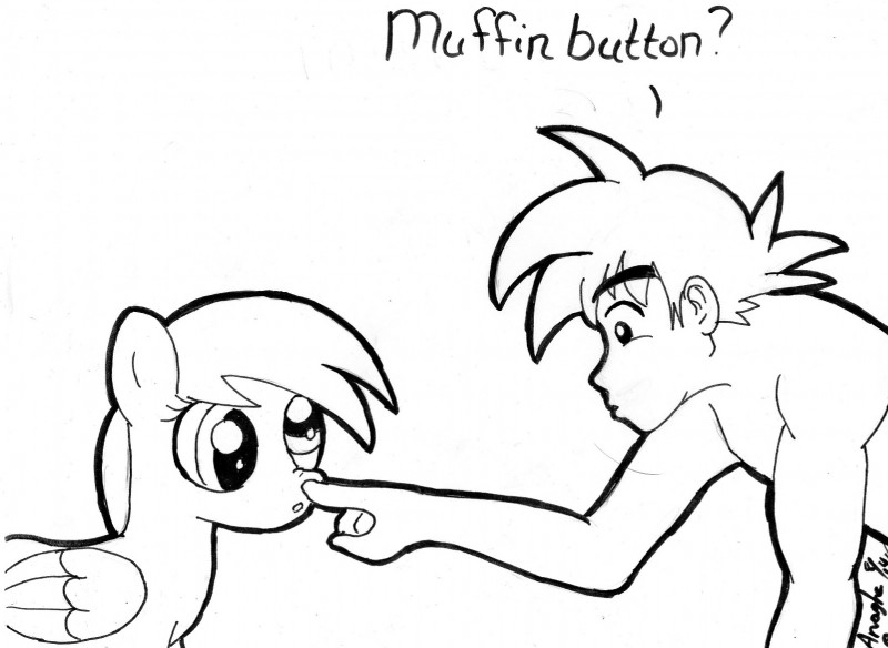 derpy hooves and goku (friendship is magic and etc) created by anagha (artist)