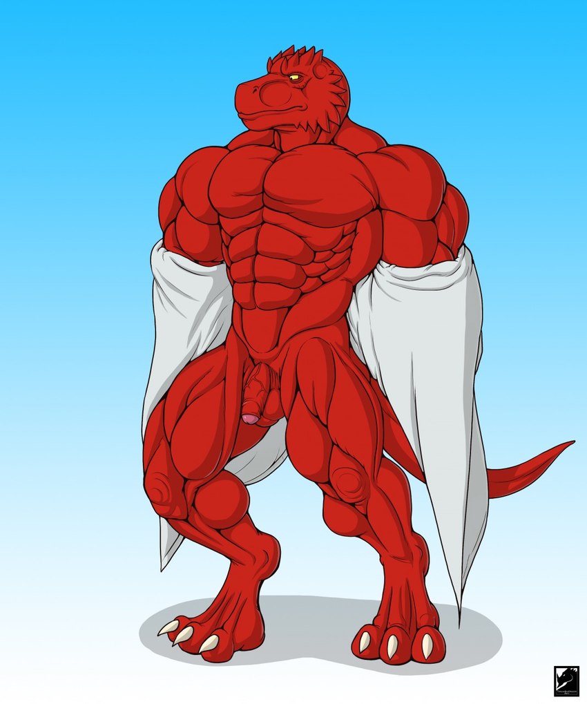 abs anthro balls biceps big_muscles clothing deltoids flaccid foreskin genitals humanoid_genitalia humanoid_penis male manly muscular muscular_anthro muscular_male nude pecs penis quads simple_background solo tail undressing kevindragon mythology brunder dragon mythological_creature mythological_scalie scalie hi_res