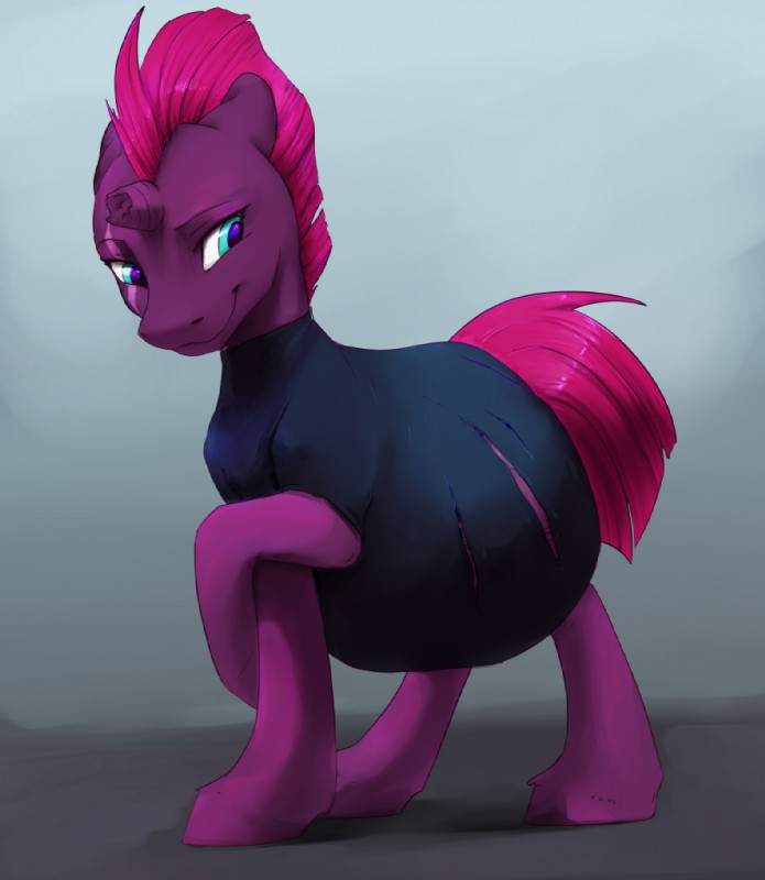 belly big_belly blue_eyes blush broken_horn clothed clothed_feral clothing embarrassed eye_scar facial_scar female feral horn pregnant pregnant_female scar solo torn_clothing wardrobe_malfunction silfoe friendship_is_magic hasbro my_little_pony my_little_pony:_the_movie_(2017) mythology tempest_shadow_(mlp) equid equine mammal mythological_creature mythological_equine unicorn 2019