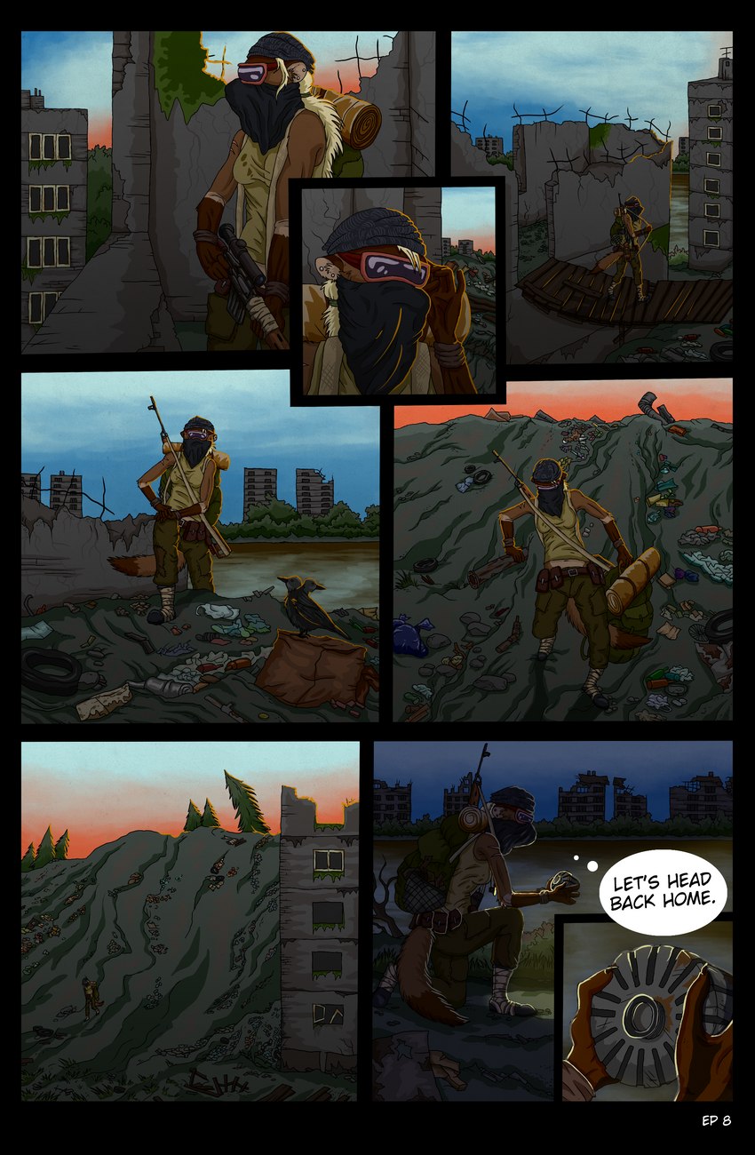 angry anthro apocalypse comic_book criminal female gang guerilla gun post-apocalyptic ranged_weapon sect shooting solo stalker weapon wasylthefox oksana_romachenko domestic_ferret hybrid mammal mustelid musteline otter true_musteline weasel absurd_res comic digital_drawing_(artwork) digital_media_(artwork) hi_res