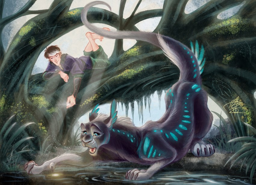 biped blue_eyes duo female feral fur male male/female quadruped tail aerosaur83 backlash91 conditional_dnp mythology roon dragon furred_dragon furred_scalie human mammal mythological_creature mythological_scalie scalie 2020 absurd_res digital_media_(artwork) hi_res