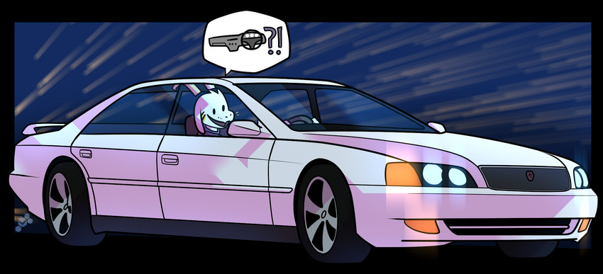 anthro car clothing driving horn inside_car inside_vehicle male purple_clothing solo speech_bubble vehicle potoobrigham toyota undertale undertale_(series) asriel_dreemurr boss_monster_(undertale) bovid caprine goat mammal monster alpha_channel hi_res