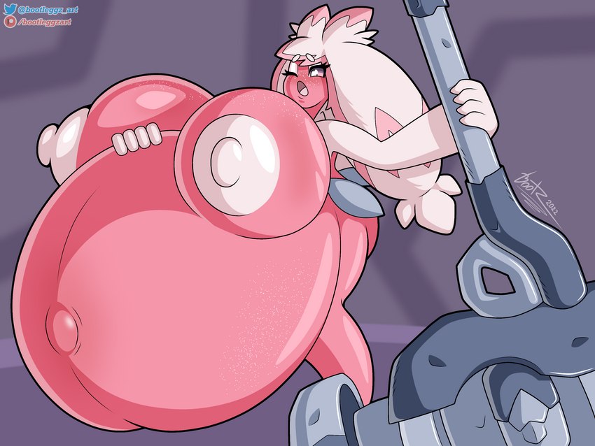 areola belly big_belly big_breasts biped blush breasts butt eyebrows eyelashes female fingers freckles glistening glistening_body hair hammer hand_on_belly holding_belly huge_belly huge_breasts hyper hyper_belly hyper_pregnancy looking_down looking_down_at_stomach melee_weapon navel nipples not_furry nude nude_female nude_humanoid open_mouth outie_navel pink_body pregnant pregnant_female pregnant_humanoid puffy_areola puffy_nipples ready_to_pop short_stack simple_background solo standing thick_thighs tools weapon white_areola white_nipples bootleggz nintendo pokemon generation_9_pokemon humanoid pokemon_(species) tinkaton 2022 4:3 cel_shading digital_media_(artwork) hi_res shaded signature