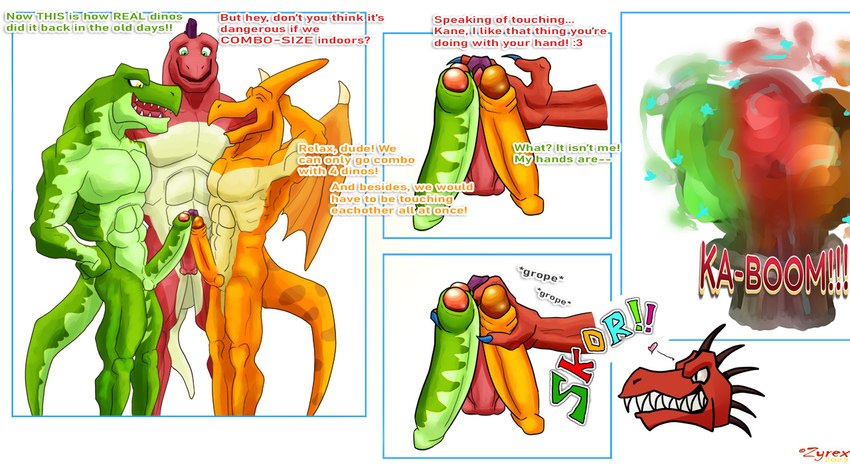 anthro balls dialogue erection frottage genitals kung male male/male masturbation muscular muscular_male penile penis sex text touching_penis transformation zyrex kung_fu_dino_posse chow_(kfdp) jet_(kfdp) kane_(kfdp) skor_(kfdp) dinosaur dromaeosaurid mammal prehistoric_species reptile scalie theropod tyrannosaurid tyrannosauroid tyrannosaurus tyrannosaurus_rex velociraptor comic english_text