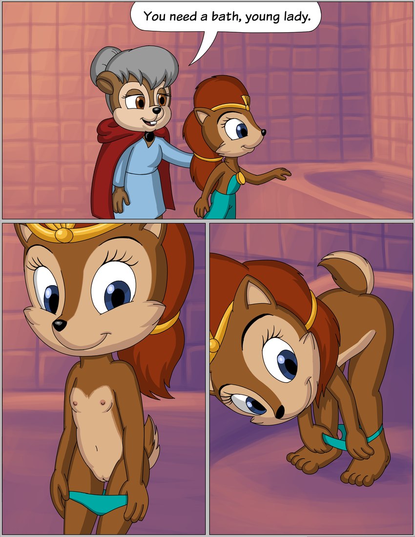 anthro bathroom bathtub clothing dialogue female genitals nipples pussy solo text tile tile_wall undressing wall_(structure) young young_anthro omatic archie_comics sega sonic_the_hedgehog_(archie) sonic_the_hedgehog_(comics) sonic_the_hedgehog_(series) rosie_the_woodchuck sally_acorn ground_squirrel groundhog mammal marmot rodent sciurid absurd_res comic english_text hi_res