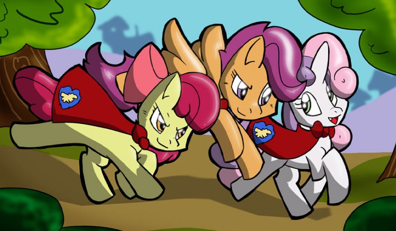 apple bloom, cutie mark crusaders, scootaloo, and sweetie belle (friendship is magic and etc) created by theburningdonut