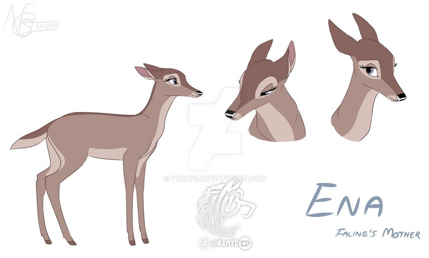 female feral hooves solo namygaga bambi_(film) disney ena_(bambi) deer mammal model_sheet