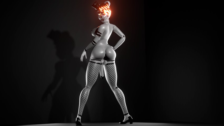 breasts burning_eyes butt clothing footwear grey_body gynomorph hat headgear headwear high_heels intersex legwear machine shoes solo stockings magniym five_nights_at_freddy's scottgames fan_character animatronic bear mammal robot robot_anthro 16:9 3d_(artwork) blender_(artwork) digital_media_(artwork) hi_res widescreen