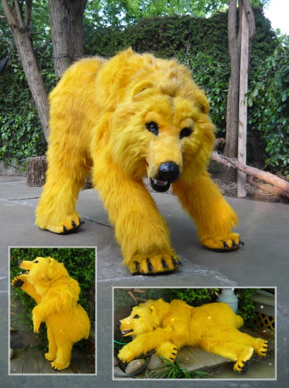 ambiguous_gender clothing costume feral fur fursuit quadruped quadsuit real solo yellow_body yellow_fur beastcub bear mammal grandfathered_content hi_res multiple_images