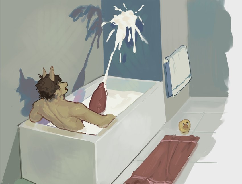 anthro athletic athletic_anthro athletic_male bathroom bathtub big_penis bodily_fluids cum cumshot ejaculation erection excessive_cum excessive_genital_fluids fur genital_fluids genitals huge_penis hyper hyper_cum male penis solo towel alexyz_kun mythology unit_04 dragon furred_dragon furred_scalie mythological_creature mythological_scalie scalie hi_res