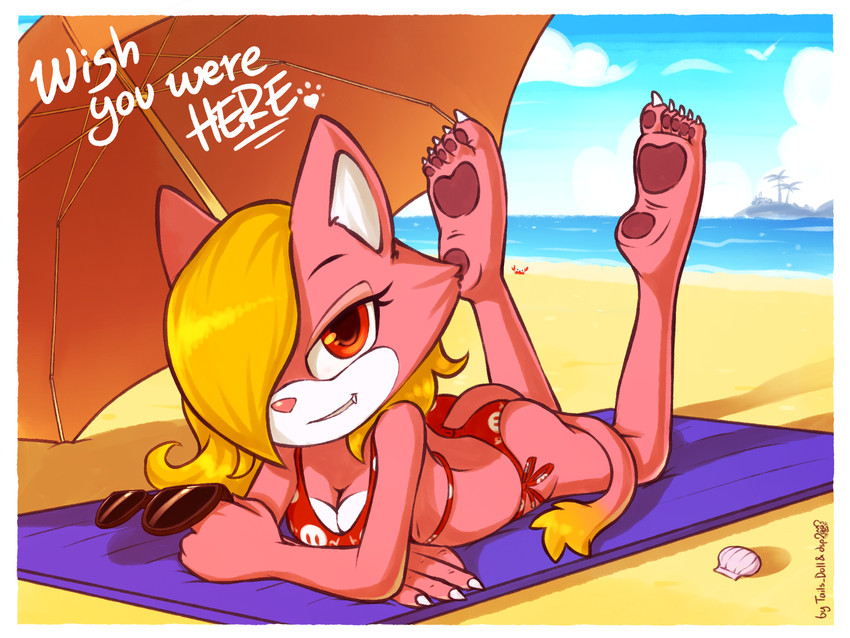 anthro beach bikini claws clothing eyewear feet female grin hindpaw looking_at_viewer paws seashell seaside shell smile solo summer sunglasses swimwear two-piece_swimsuit umbrella wish_you_were_here dsp2003 lalieri sega sonic_the_hedgehog_(series) fan_character raid_the_cat felid feline mammal 2021 4:3 artist_collaboration hi_res signature