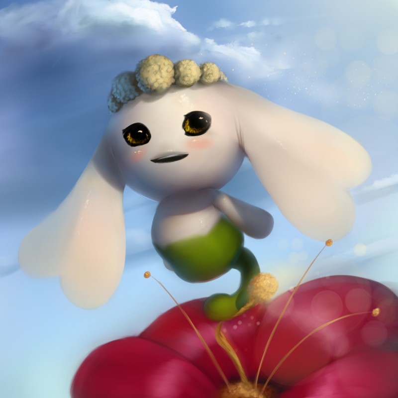 ambiguous_gender blush flower not_furry plant solo plantpenetrator nintendo pokemon flabebe generation_6_pokemon pokemon_(species) red_flower_flabebe 1:1 digital_media_(artwork) hi_res