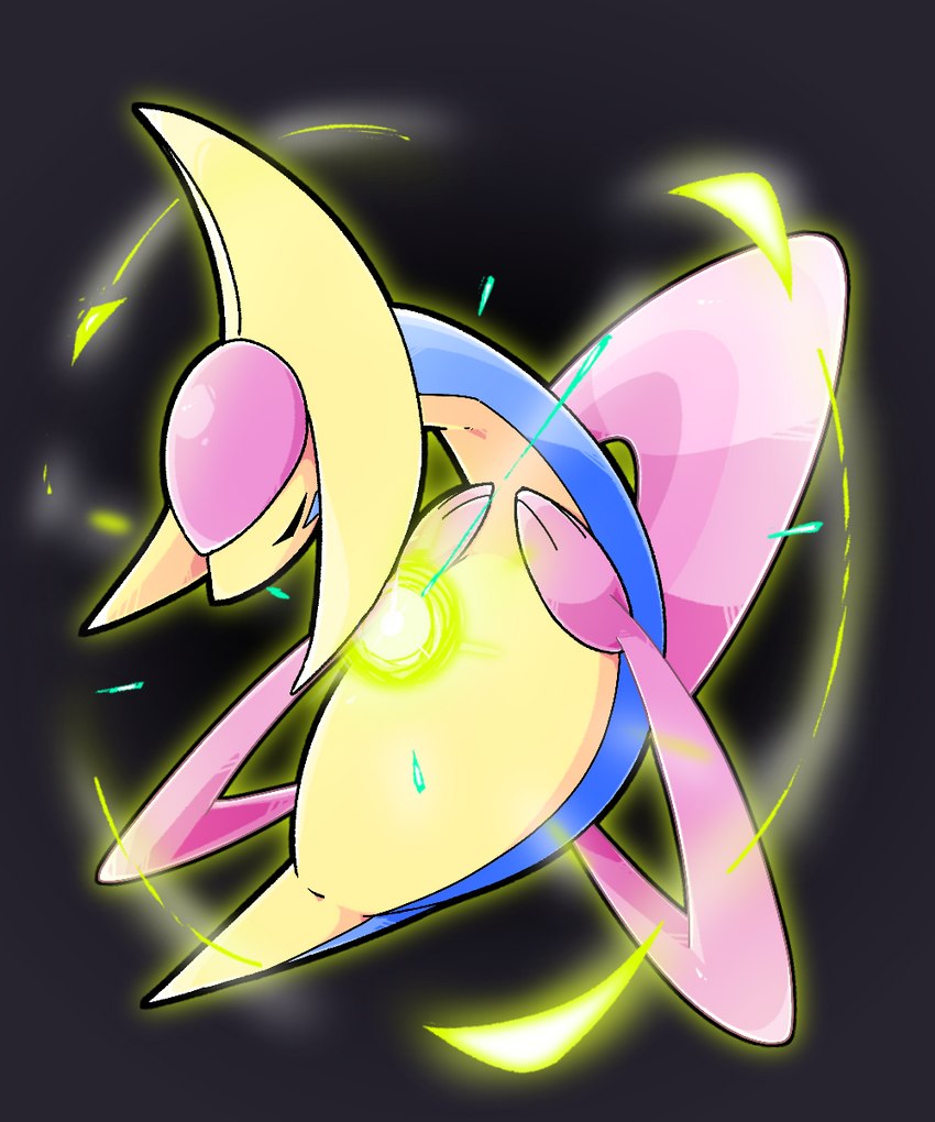 3_fingers ambiguous_gender black_background blue_body energy_ball eyes_closed feral fingers floating multicolored_body simple_background solo two_tone_body yellow_body chaba nintendo pokemon cresselia generation_4_pokemon legendary_pokemon pokemon_(species) 5:6 hi_res