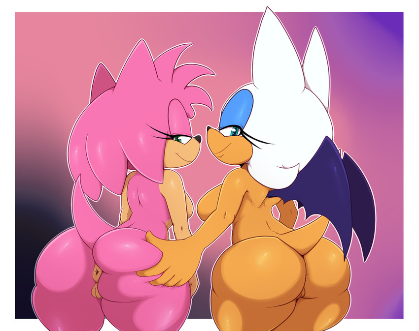 amy rose and rouge the bat (sonic the hedgehog (series)) drawn by bigdon1992