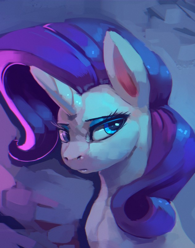 blue_eyeshadow eyelashes eyeshadow female feral hair horn makeup solo rodrigues404 friendship_is_magic hasbro my_little_pony mythology rarity_(mlp) equid equine mammal mythological_creature mythological_equine unicorn 2018 hi_res