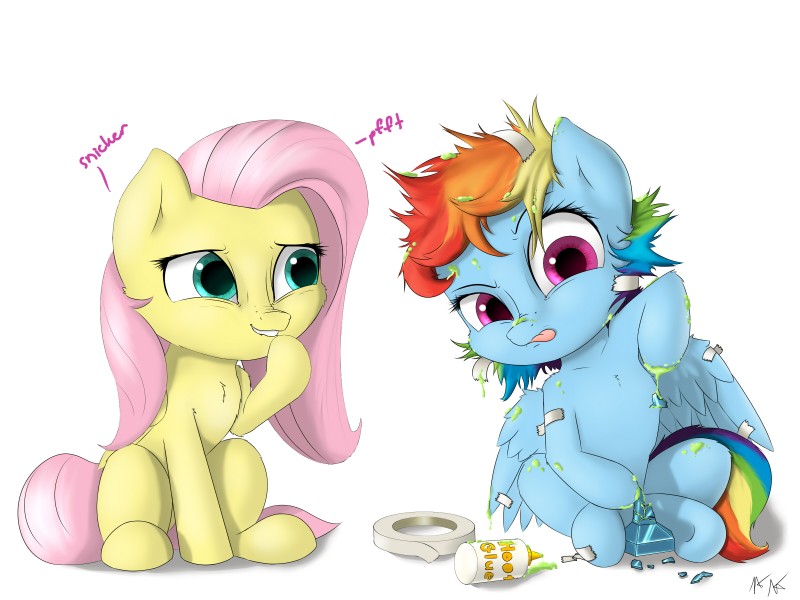 fluttershy and rainbow dash (friendship is magic and etc) created by pudgeruffian
