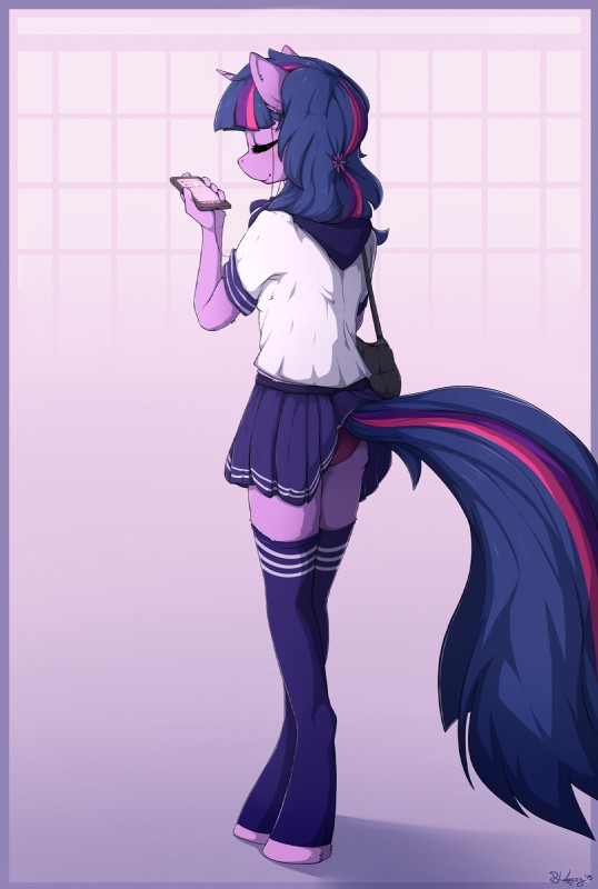 5_fingers anthro clothed clothing female fingers fur hair horn panties purple_body purple_fur purple_hair smile solo standing underwear upskirt blackfury friendship_is_magic hasbro my_little_pony mythology twilight_sparkle_(mlp) equid equine mammal mythological_creature mythological_equine unicorn 2019 digital_media_(artwork) hi_res