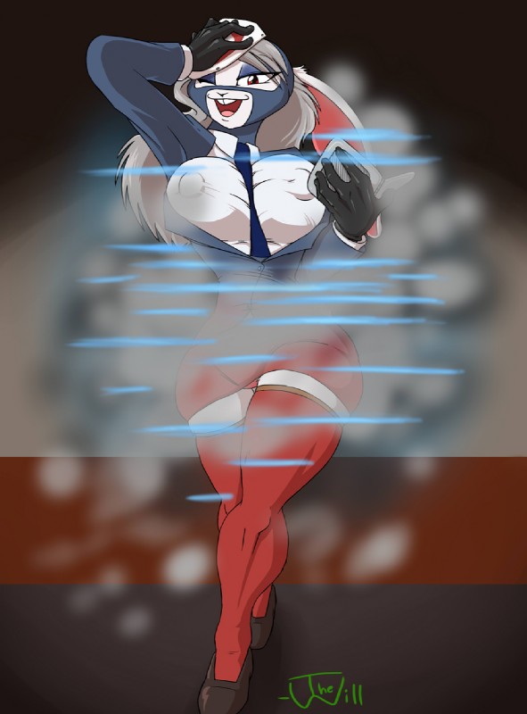 anthro big_breasts biped breasts clothed clothing cloud disguise female fog footwear legwear necktie open_mouth shoes skimpy smoke solo stockings suit thewill team_fortress_2 valve bunner spy_(team_fortress_2) lagomorph leporid mammal rabbit 2012 hi_res