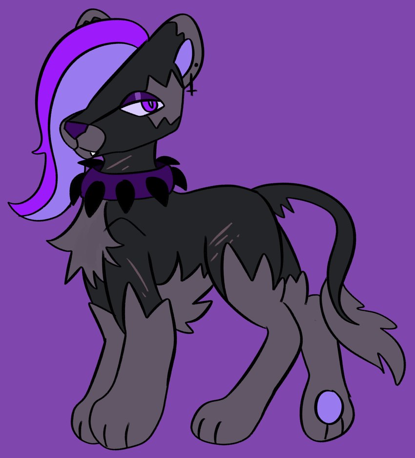 alternate_color alternative_fashion countershading ear_piercing female feral goth hair pawpads piercing purple_eyes purple_hair simplified_pawpads solo jackrabbit_(artist) fakemon nintendo pokemon generation_6_pokemon pokemon_(species) pyroar 2024 digital_media_(artwork) hi_res ibispaint_(artwork)