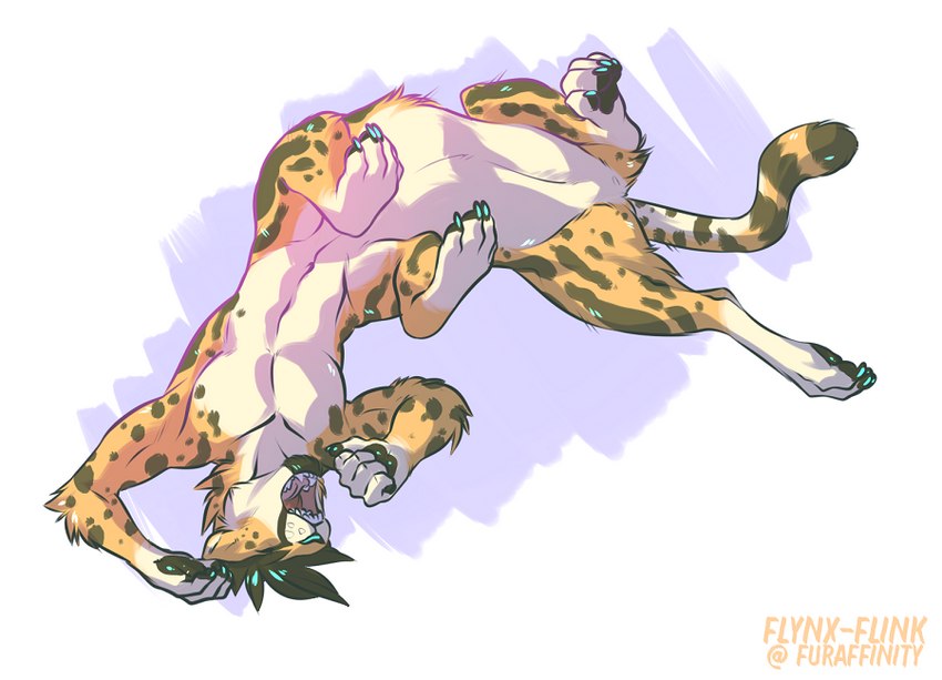 lying male on_back open_mouth pawpads solo sprawled_out stretched_out_leg yawn flynx-flink skips92 cheetah cheetah_taur felid felid_taur feline feline_taur mammal mammal_taur taur