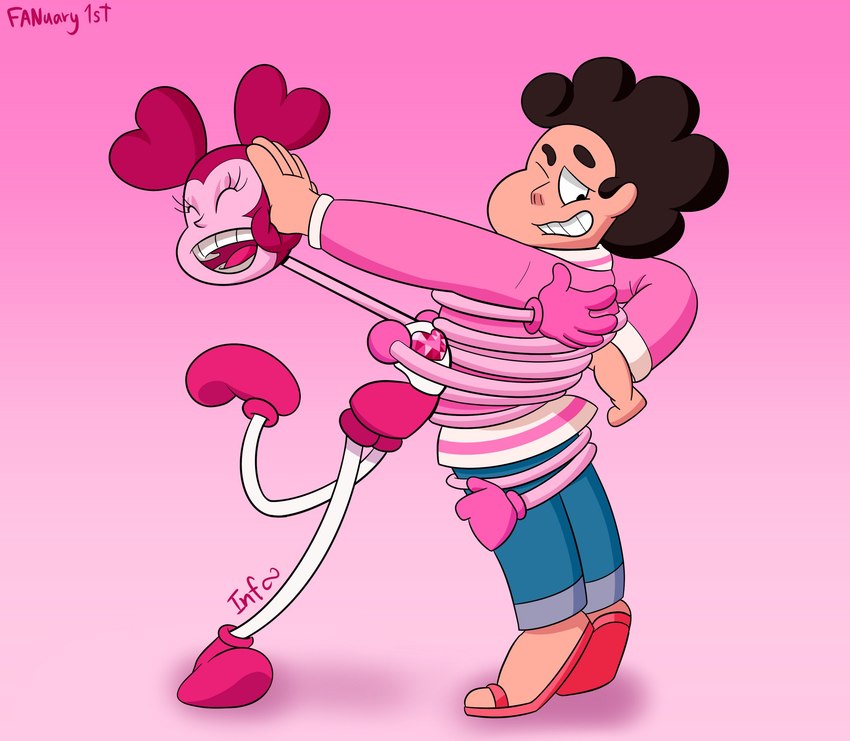 clothing duo footwear hug hugging_another shoes smile stretchy_girl stretchy_hug toony eternitythelabb0 cartoon_network steven_universe spinel spinel_(steven_universe) humanoid spinel_(gem_species) absurd_res digital_drawing_(artwork) digital_media_(artwork) hi_res