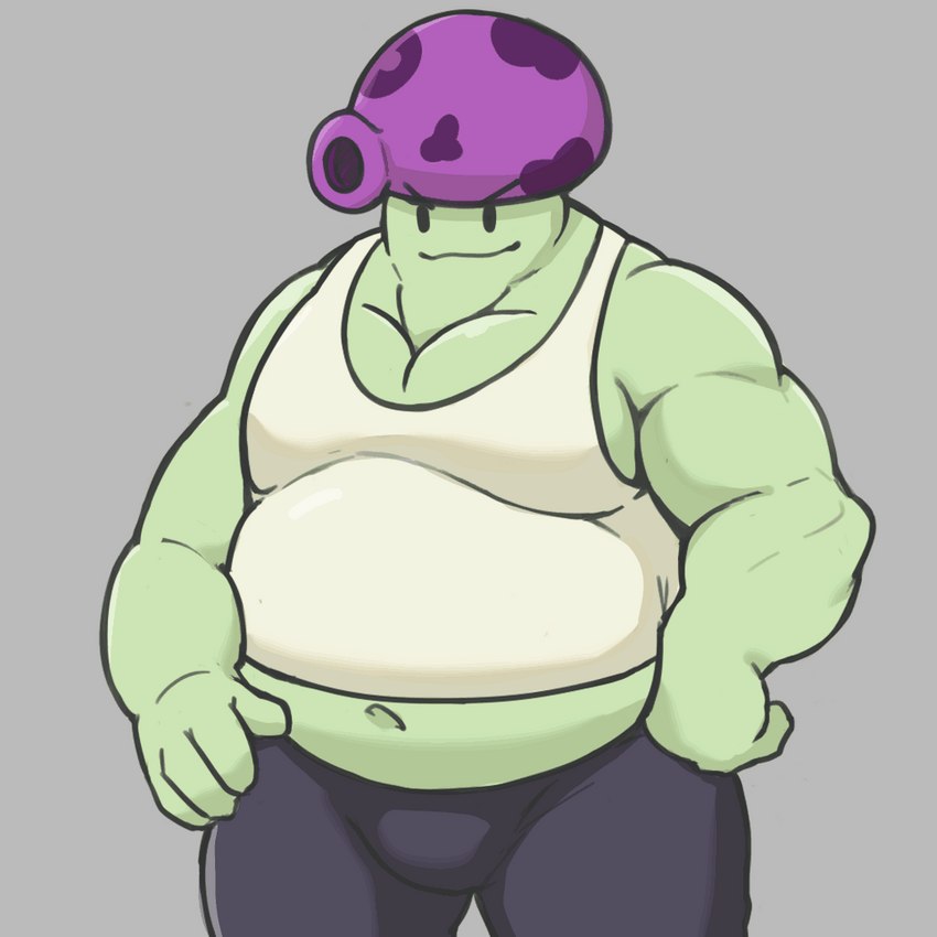 anthro belly bottomwear clothing fungus male mushroom mushroom_cap overweight overweight_male pants plant shirt solo tank_top topwear binca_233 electronic_arts plants_vs._zombies popcap_games elemental_creature elemental_humanoid fume-shroom humanoid 1:1