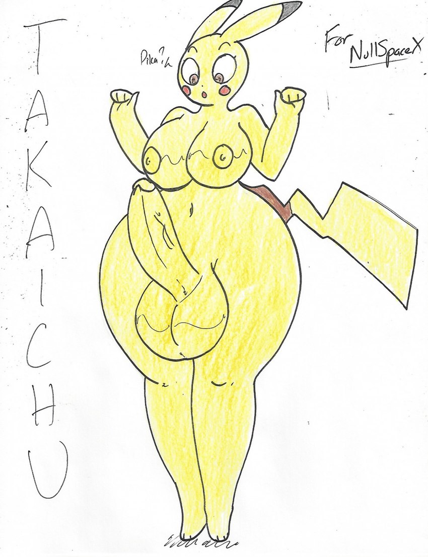 :o asking asking_self balls breasts genitals gynomorph intersex looking_at_genitalia looking_at_penis nipples non-mammal_balls non-mammal_nipples open_mouth penis questioning solo thick_thighs chasey_ultra_beast_goodra wolfespada nintendo pokemon fan_character generation_1_pokemon pikachu pokemon_(species) hi_res