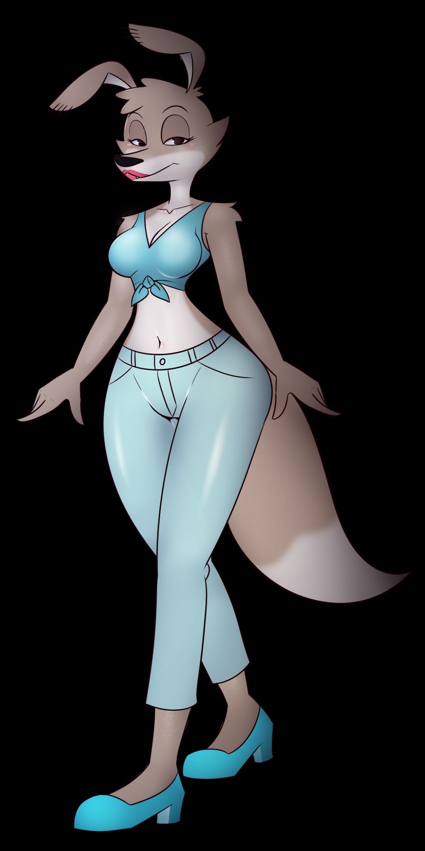 anthro breasts clothed clothing female fur lipstick looking_at_viewer makeup seductive simple_background smile solo tail transparent_background fkimnsfw blinky_bill_(series) daisy_dingo canid canine canis dingo mammal absurd_res alpha_channel digital_media_(artwork) hi_res watermark