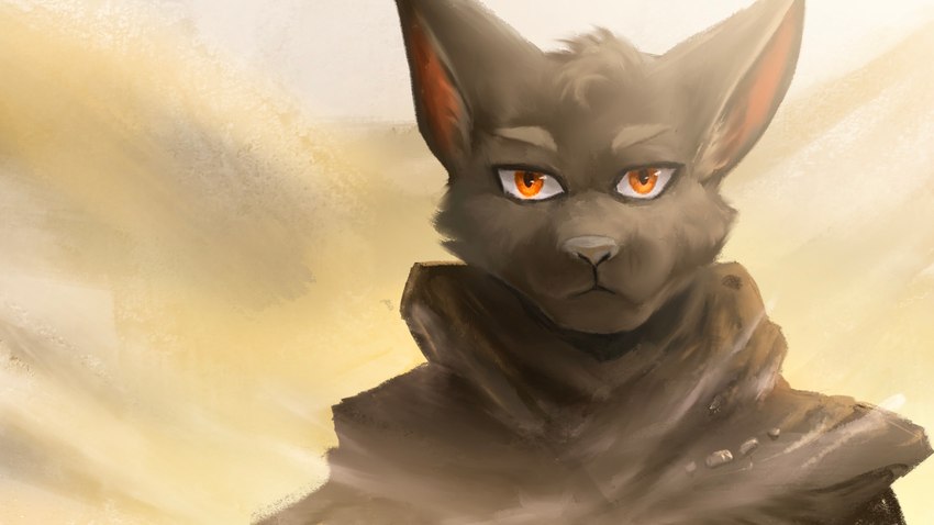 black_body black_fur desert fur glowing glowing_eyes male red_eyes sand sandstorm serious solo storm stampmats 16:9 bust_portrait hi_res portrait widescreen