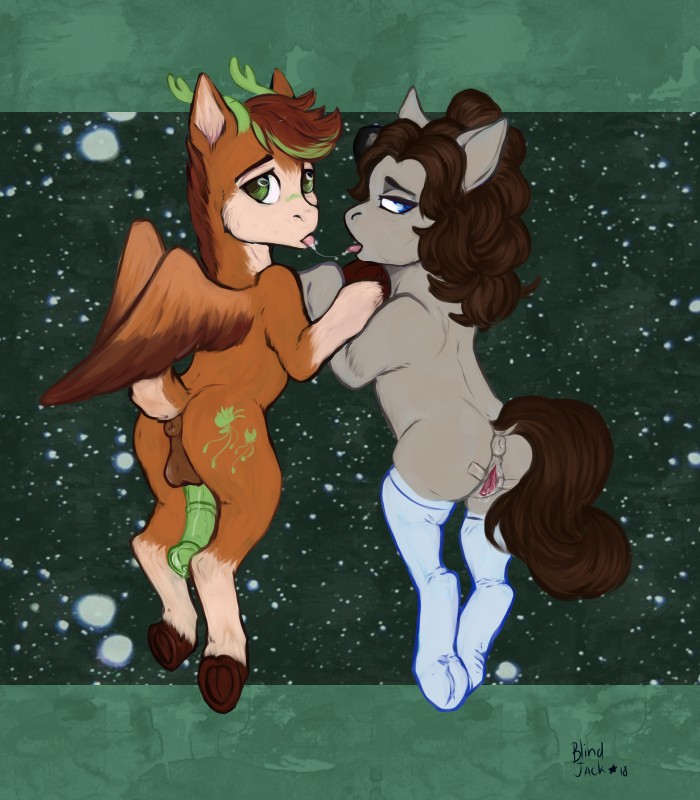 backsack balls duo female feral genitals male pussy blindjackk hasbro my_little_pony deer equid equine horse mammal pony absurd_res digital_media_(artwork) hi_res