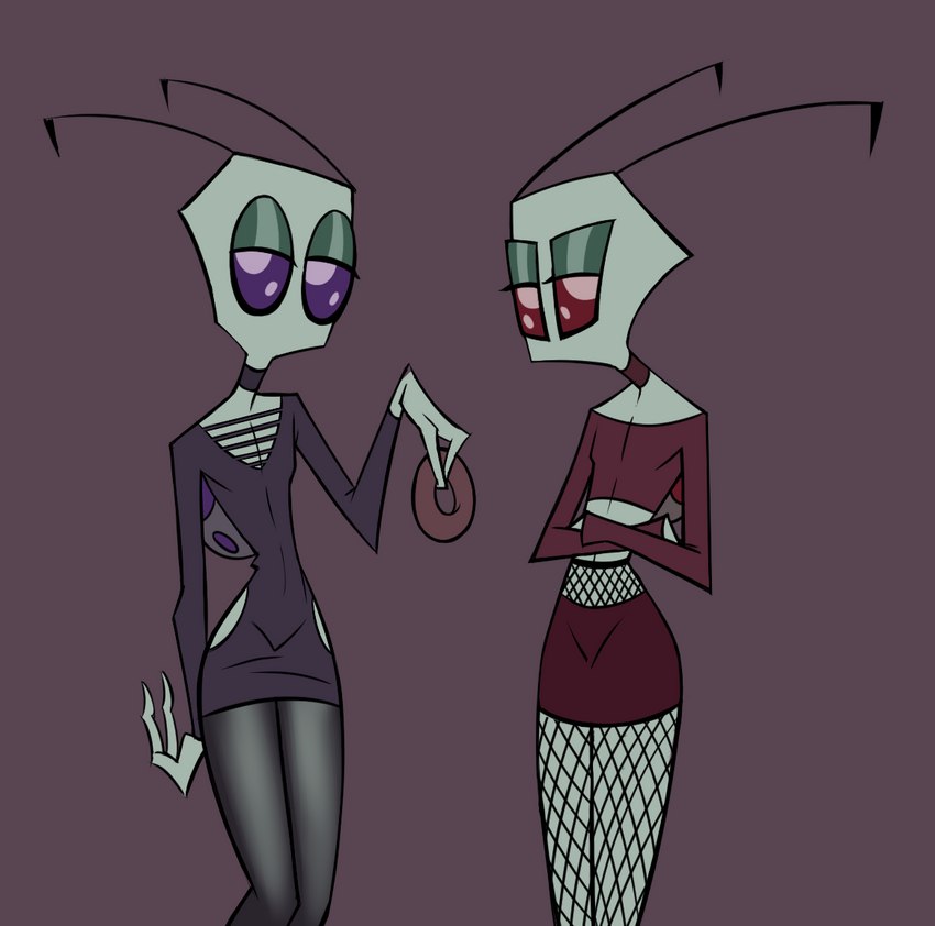 alternative_fashion bottomwear choker clothed clothing crossdressing crossed_arms dress duo femboy fishnet_clothing glistening_eyelids goth green_body green_skin jewelry lidded_eyes male midriff narrowed_eyes necklace pak purple_eyes red_eyes simple_background skirt lewdofdoom invader_zim nickelodeon almighty_tallest_purple almighty_tallest_red the_almighty_tallest alien alien_humanoid humanoid irken 2021 digital_drawing_(artwork) digital_media_(artwork)