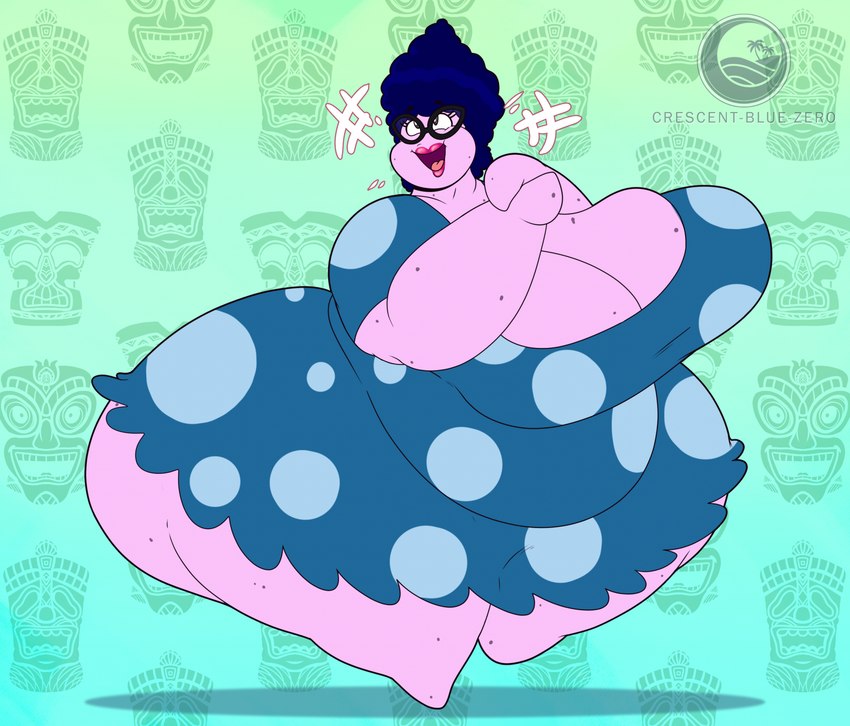 anthro big_breasts big_butt blue_hair breasts butt eyewear female glasses hair huge_breasts huge_butt hyper hyper_butt lipstick makeup mature_anthro mature_female non-mammal_breasts open_mouth open_smile overweight pink_body pink_skin pink_tongue purple_eyes smile solo tongue crescent-blue-zero nickelodeon spongebob_squarepants the_patrick_star_show bunny_star asterozoan echinoderm marine starfish 2024 hi_res signature