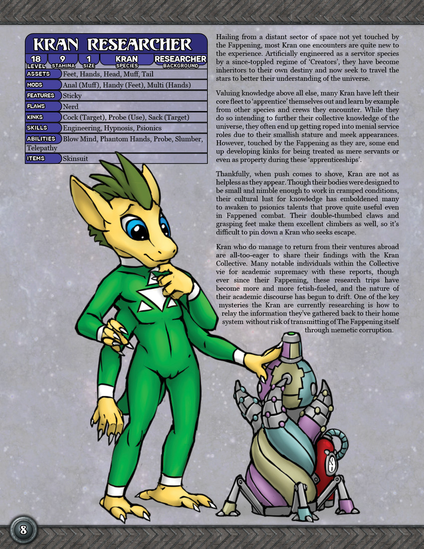 4_arms andromorph anthro blue_eyes bodysuit camel_toe clothing future intersex level_number multi_arm multi_limb number role-playing_game science_fiction short_tail skinsuit solo space tabletop tail text tight_clothing drjavi fapp alien scalie english_text hi_res