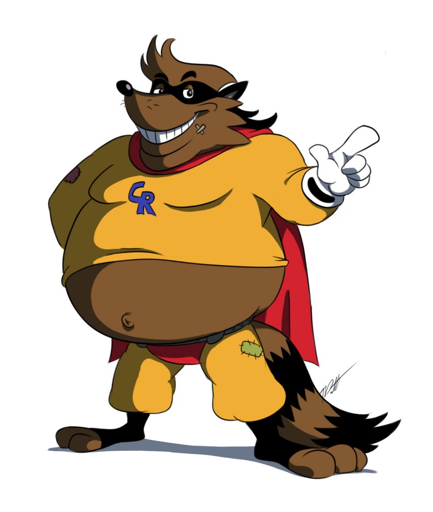 anthro belly captain_rescue male overweight overweight_anthro overweight_male solo timoteilsd adventures_of_sonic_the_hedgehog sega sonic_the_hedgehog_(series) captain_rescue_(character) mammal procyonid raccoon