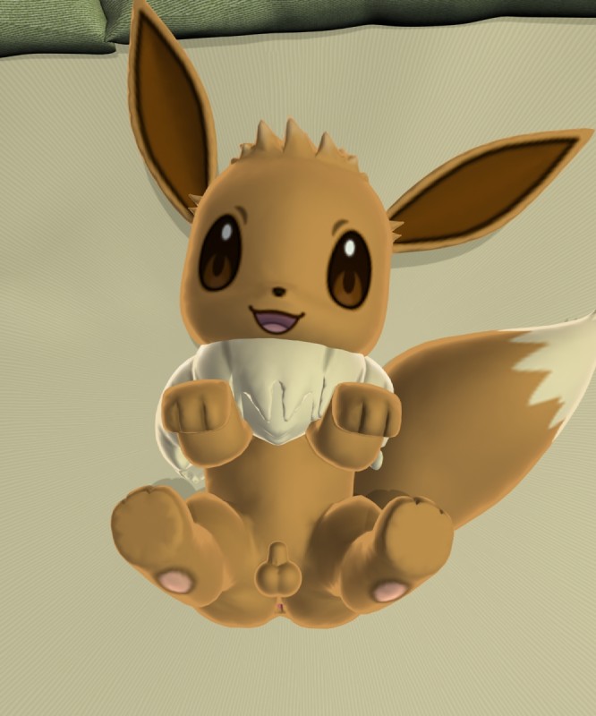 balls bed butt feral furniture genitals looking_at_viewer male penis solo davidkyatt nintendo pokemon eevee generation_1_pokemon pokemon_(species) 2016 3d_(artwork) 5:6 digital_media_(artwork) hi_res